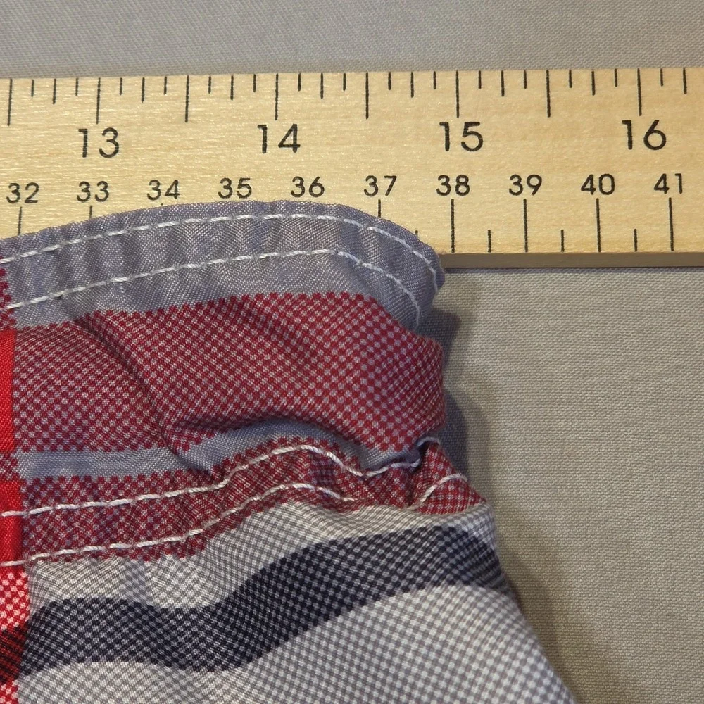 OP Ocean Pacific Mens Swim Trunks Board Shorts Medium 32-34 Grey Plaid Mesh Line